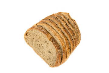 bread loaf isolated on white background,top view