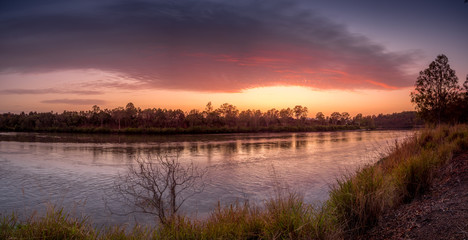 Panoramic Sunrise Over River