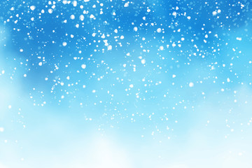 Naklejka na ściany i meble watercolor blue sky with falling snow background digital painting eps10 vectors illustration