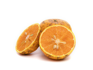 half of orange isolated on the white background,Thai fruit
