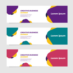 Set of three geometric banner , modern style template design. Landing page design , promotion banner , website banner. Vector Illustration