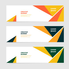 Set of three geometric banner , modern style template design. Landing page design , promotion banner , website banner. Vector Illustration