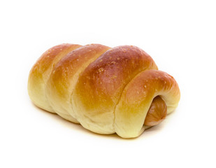 Sausage bread isolated on white background
