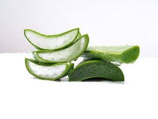 aloe vera sliced isolated on white background.