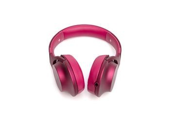 red headphones isolated on white background
