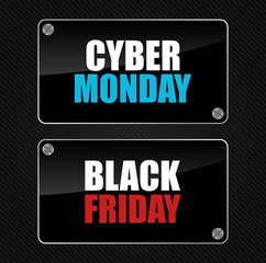 Cyber Monday and Black Friday sale banner in modern style.