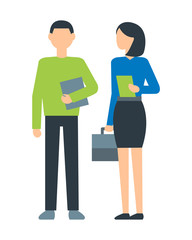 Business people. Office worker. Man and woman isolated on white background. Vector illustration.