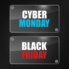 Cyber Monday and Black Friday sale banner in modern style.