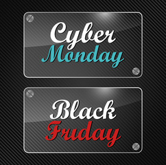 Cyber Monday and Black Friday sale banner in modern style.