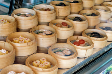 dim sum in bamboo Steaming or kind of Chinese snacks