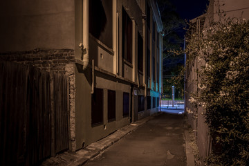 urban back street at night