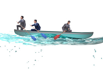 Disagreement concept with businessmen rowing in different direct