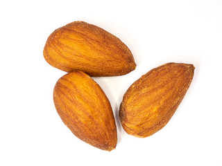 close-up nuts almonds isolated on the white background