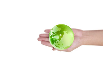 Globe ,earth in human hand. Earth image provided by Nasa
