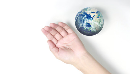 Globe ,earth in human hand. Earth image provided by Nasa