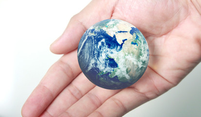 Globe ,earth in human hand. Earth image provided by Nasa