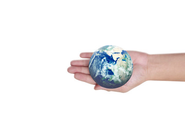 Globe ,earth in human hand. Earth image provided by Nasa