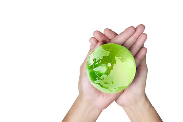 Globe ,earth in human hand. Earth image provided by Nasa