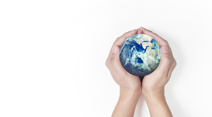Globe ,earth in human hand. Earth image provided by Nasa
