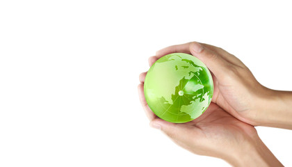 Globe ,earth in human hand. Earth image provided by Nasa