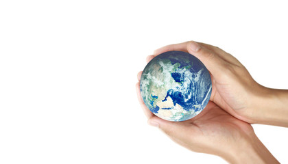 Globe ,earth in human hand. Earth image provided by Nasa