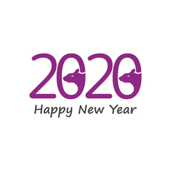 Happy New Year 2020 Text Design Patter, Vector illustration