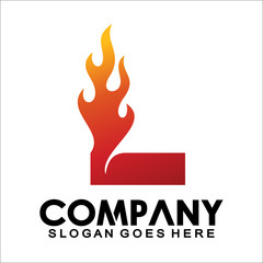 Letter L logo with fire flame shape, emblem, design concept, creative symbol, icon business or corporate