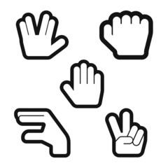 Illustration vector set of outline hand symbols