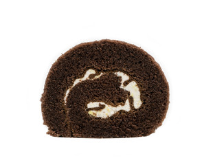 chocolate jam roll cakes isolated on white background