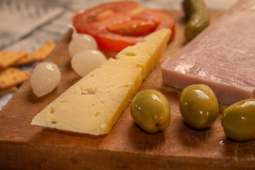 Salty foods for a snack to share before the meal.