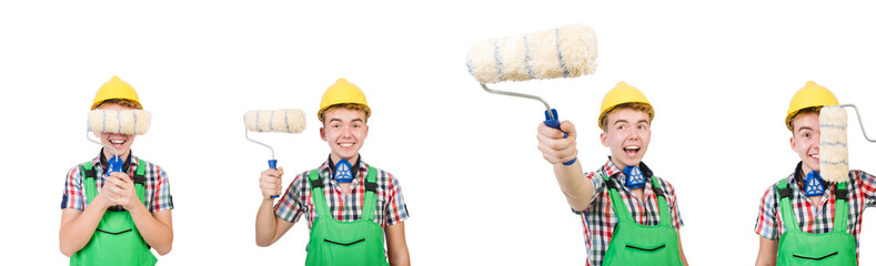 Funny painter isolated on white