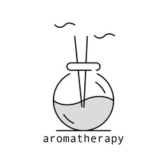 Concept of Aromatherapy. Outline thin line flat illustration. Isolated on white background. 