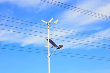 Wind energy solar street lamp