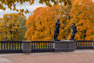Golden autumn in Catherine Park, Pushkin, St. Petersburg, Russia.