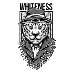 Whiteness Tiger Black and White Illustration