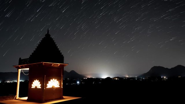 Skyfall, Star Trail Timelapse over Temple