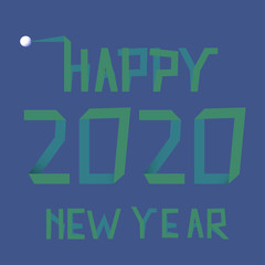 Tape text 2020 on blue background for Happy New Year