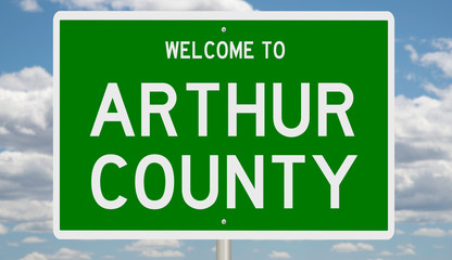Rendering of a green 3d sign for Arthur County
