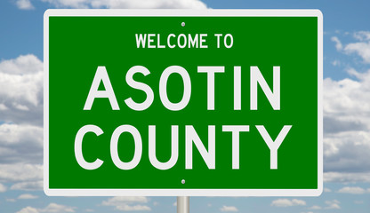 Rendering of a green 3d sign for Asotin County