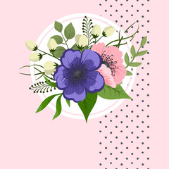 Flower border template - pink and blue floral background