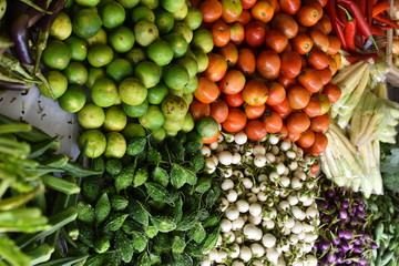 various vegetables on market in thailand