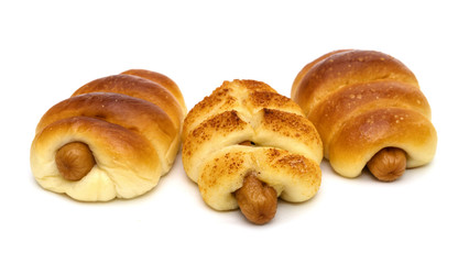 Cheese Sausage bread isolated on white background