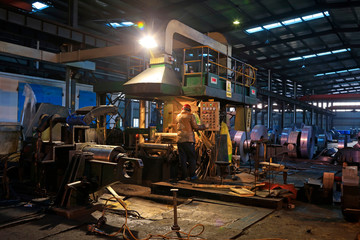 Fototapeta na wymiar Strip production machinery and equipment in a factory