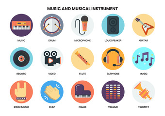 Music icons set for business