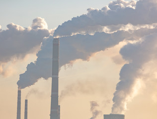Smoke from the factory at dawn