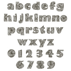 ABC handdrawn letters. Alphabet and numbers 