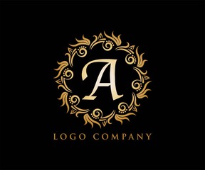 Ornament gold for yoga logo, wedding invitation, vector illustration.