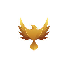 Gold Bird Eagle Falcon Hawk Wing Logo Icon