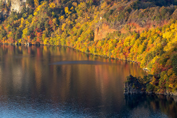 Towada lake top view in autumn, Tohoku prefecture of Japan