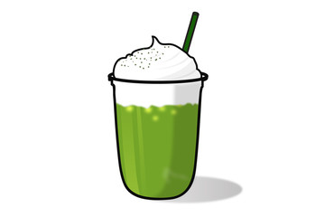 Green tea smoothie is a painting that can be used as a drink menu.